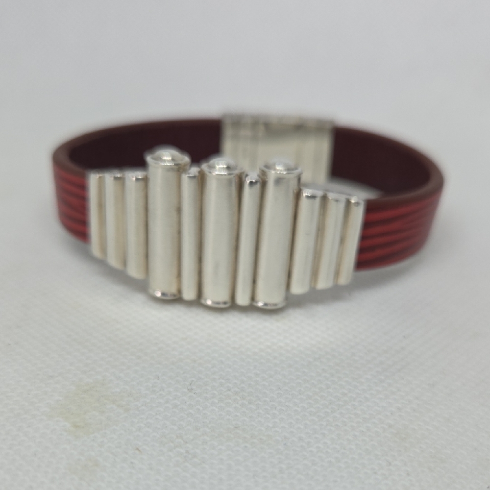 Yanvan jewelry Leather Band 925 Sterling Silver Cuff